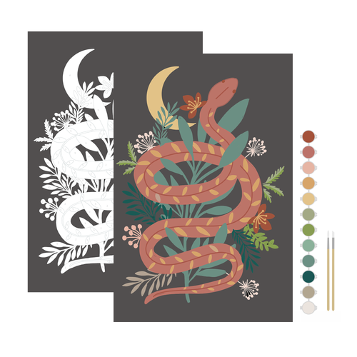 Floral Snake Meditative Paint by Number Kit