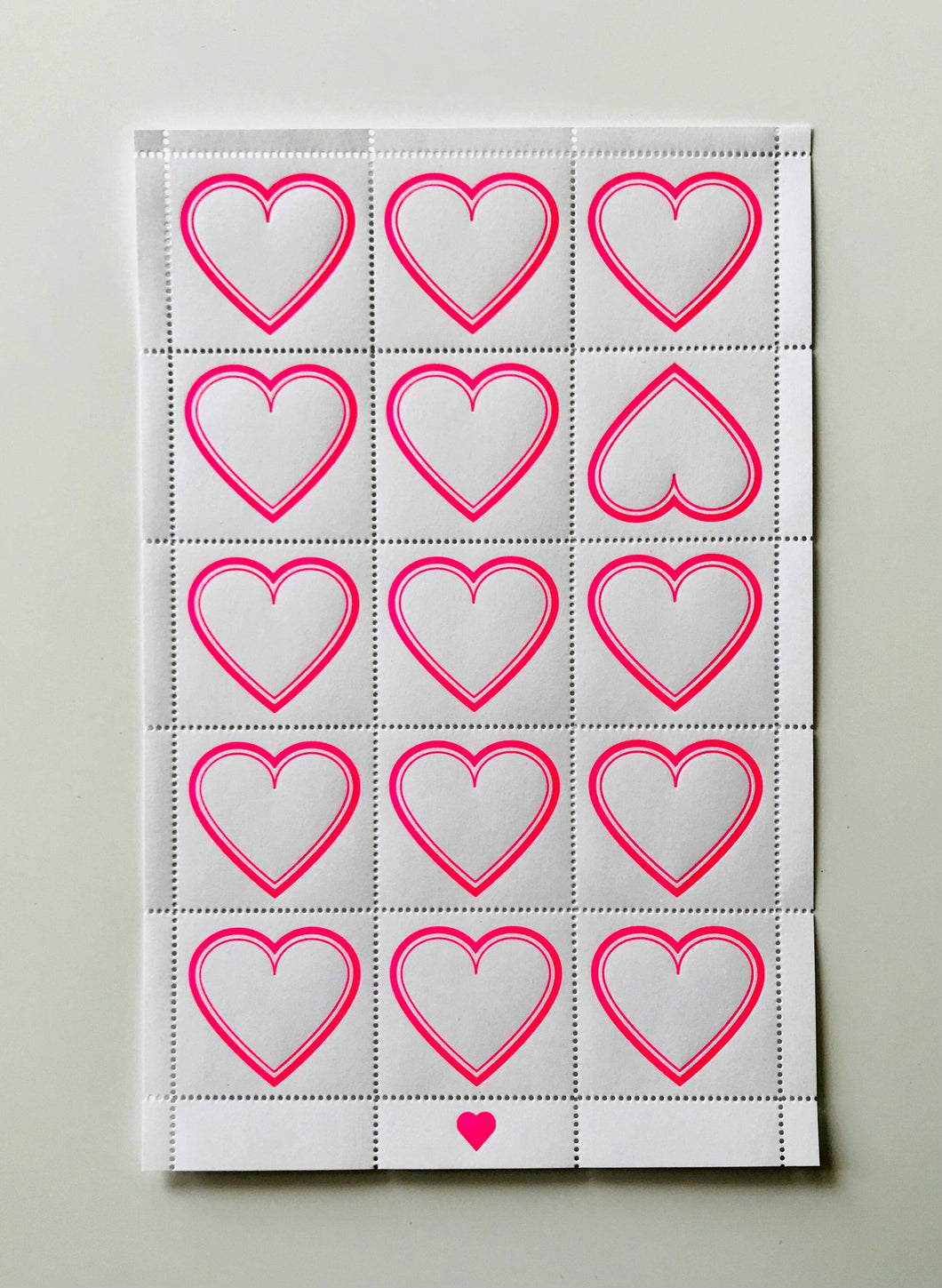 Hearts - Dayglo Letterpress Lick & Stick Stamps: Dayglo Pink