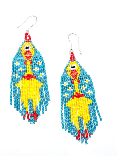 Rubber Chicken Beaded Earrings