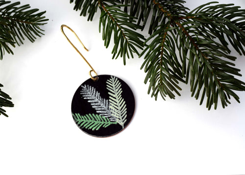 Fir Needles on Black Ornament