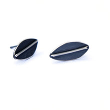 Striped Leaf Studs, Sterling Silver