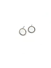Striped Circle Studs in Sterling Silver