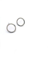 Striped Circle Studs in Sterling Silver